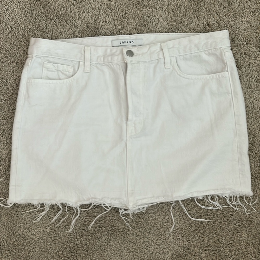 White denim mini skirt